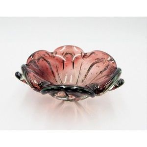 Art Glass Amethyst Hand Blown Bowl Bullicante Vase Candy Dish